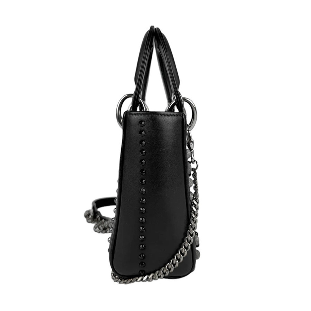 Dior Bag 2way Christian Shoulder black silver  leather Lady